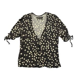 Reformation Hildy Ditsy Floral Button Front Blouse Top Black Size S Cottagecore